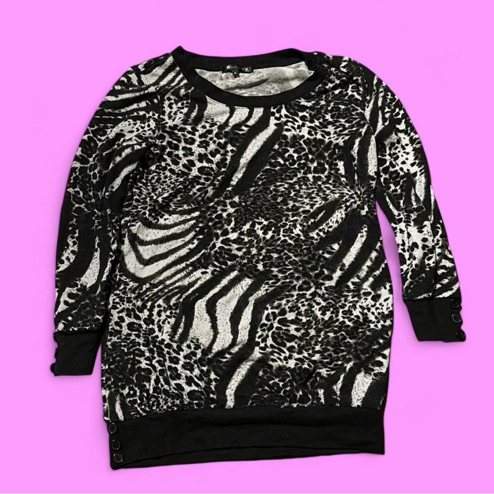 Black and White Animal Print Sweater